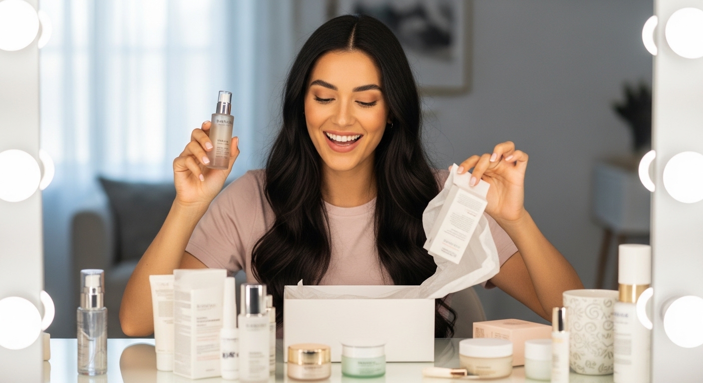 Creator unboxing beauty products