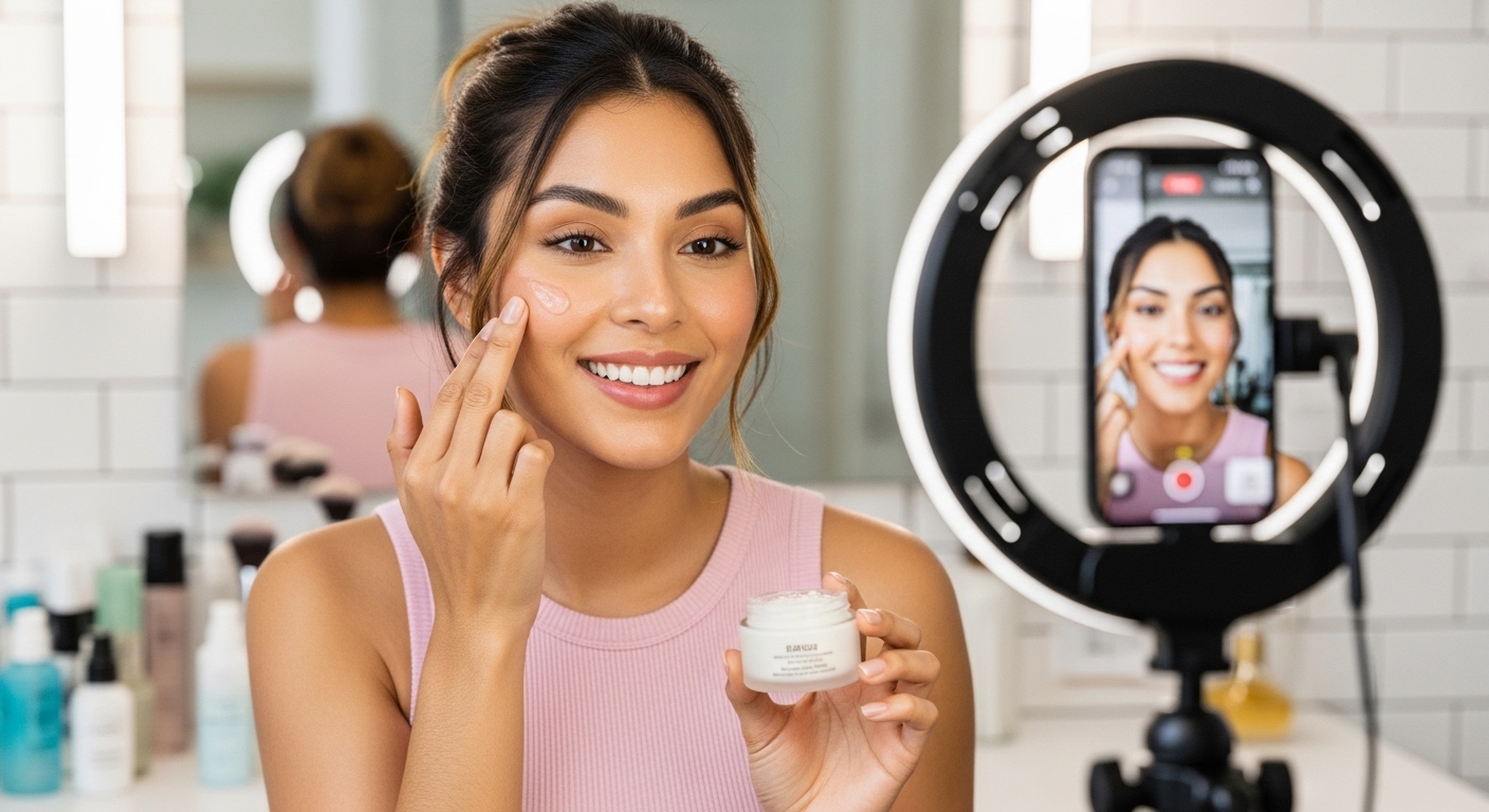 Beauty creator filming UGC content